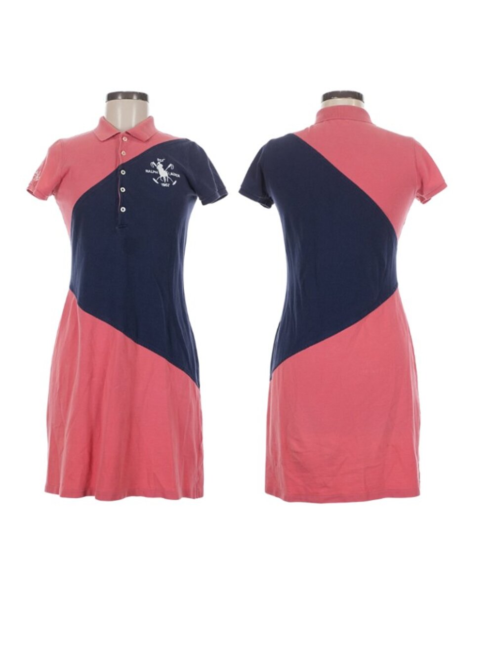 Ralph Lauren Sport Polo-style Dress Pink Blue Asymmetric Colorblock. Sz M